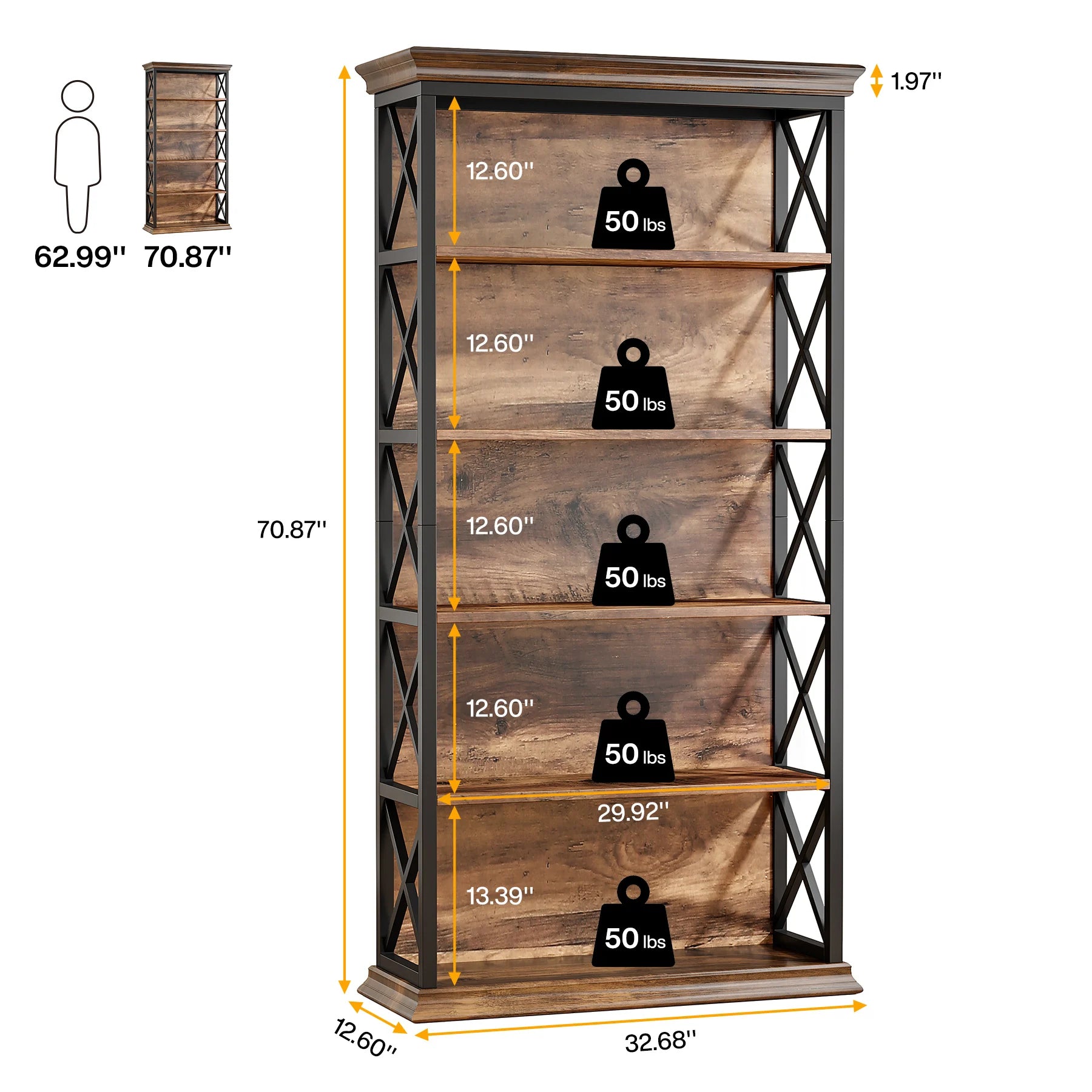 71" 6-Tier Bookcase