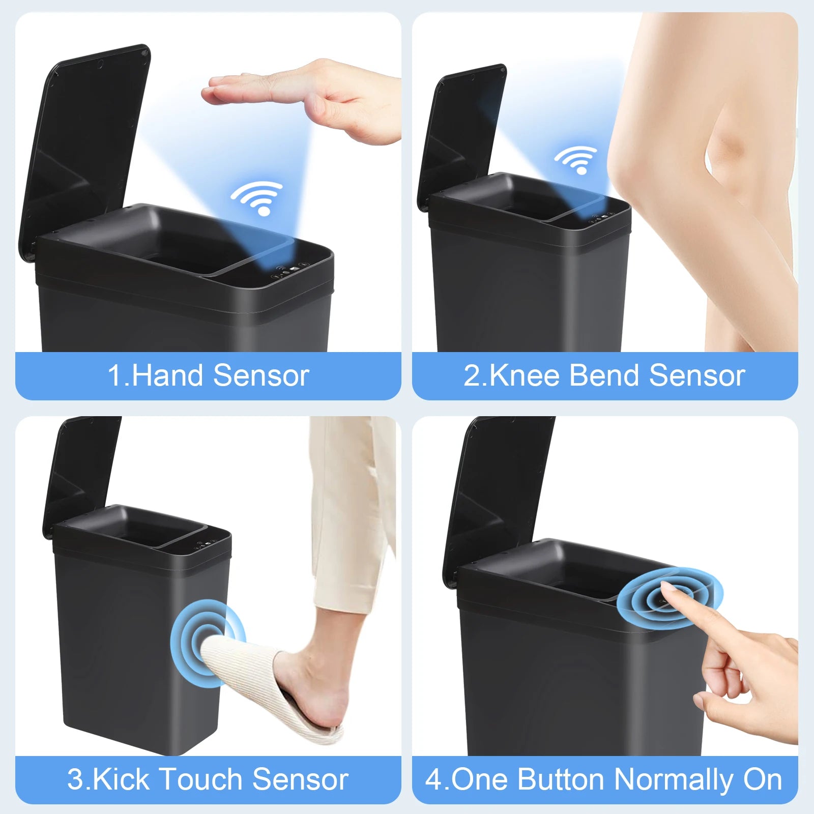 2 Pack 12L & 18L Touchless Motion Sensor Garbage Can