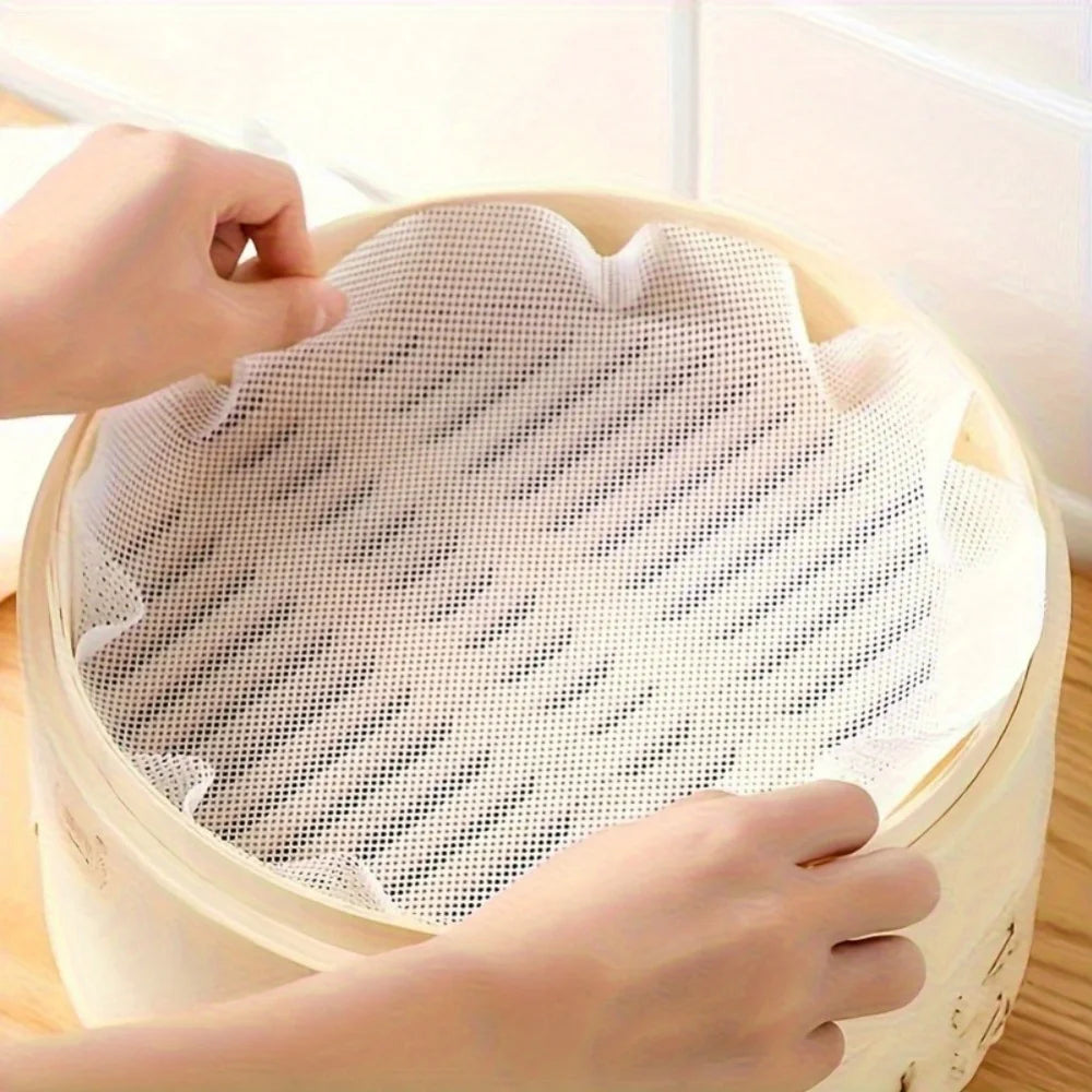 3pcs/set Reusable Non-Stick Bamboo Steamer Liners