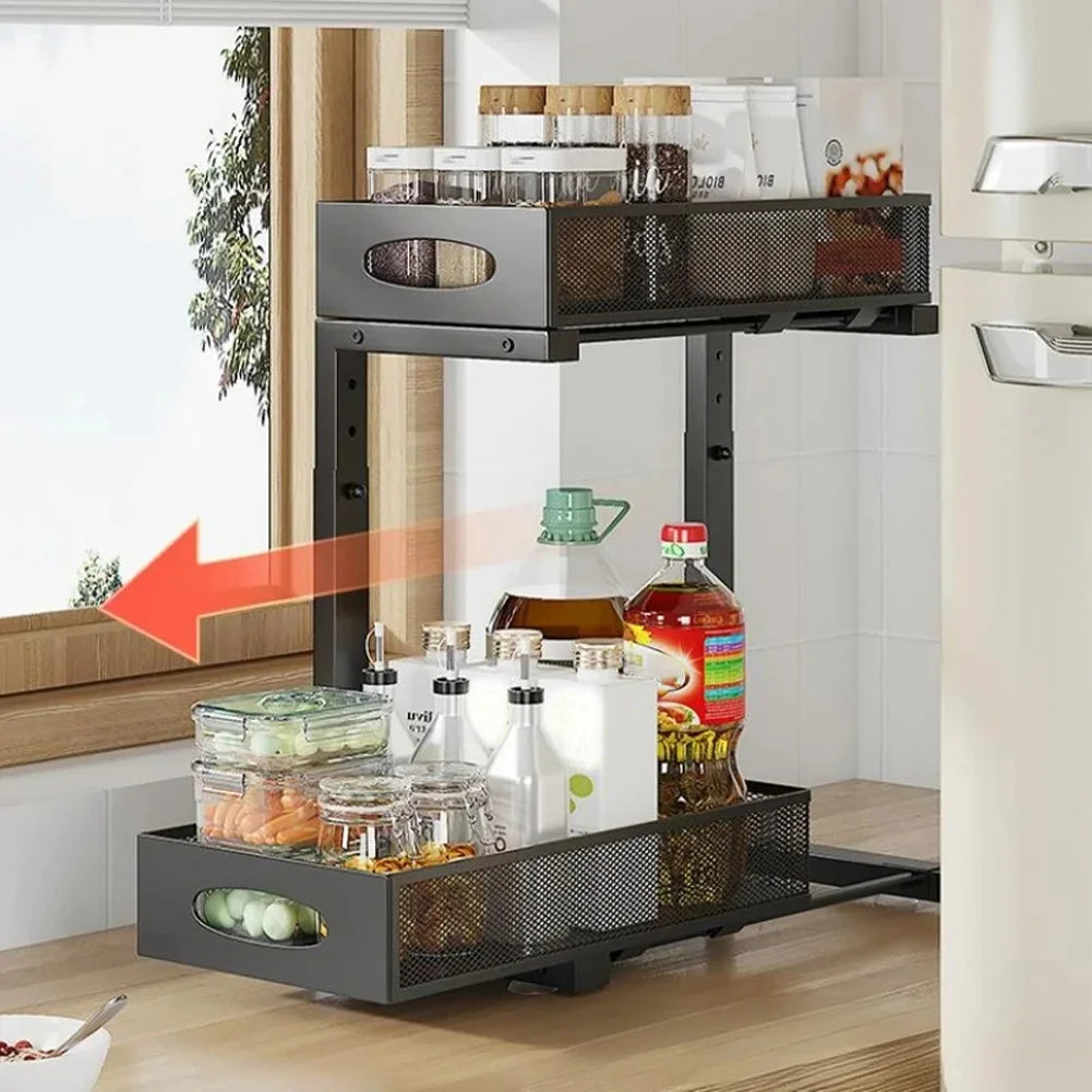 2 Tier Adjustable Height Under Sink Organizer