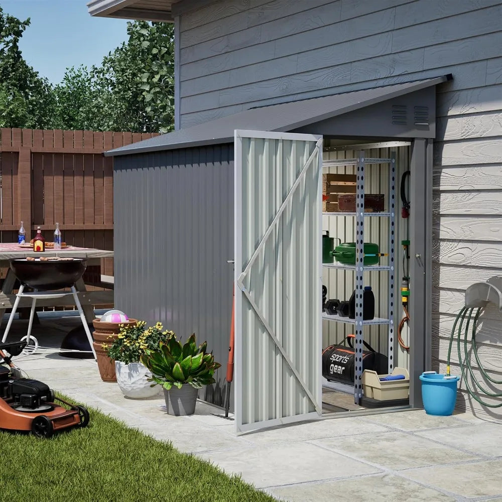 4x8ft Metal Lean-to Storage Shed