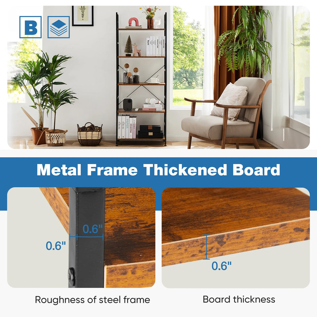 5 Tier Bookcase Bookshelf Corner Storage Organizer