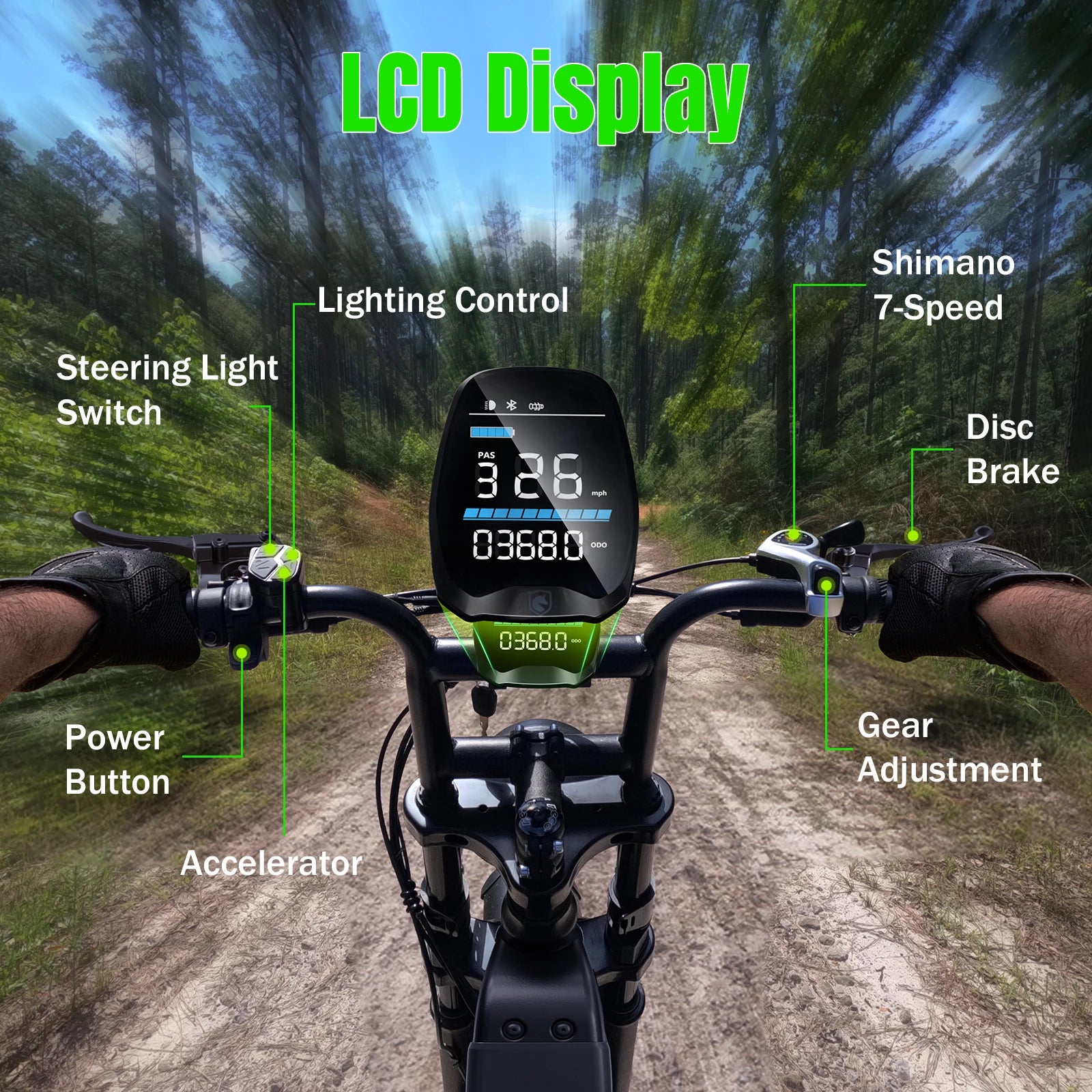 Electric Bike with Fat Tires, Rear Seat