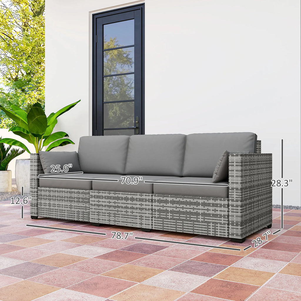 Wicker Patio 3-Seat Sofa