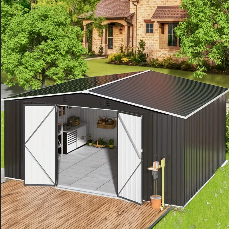 10x10~12x18FT Outdoor Metal Storage Shed