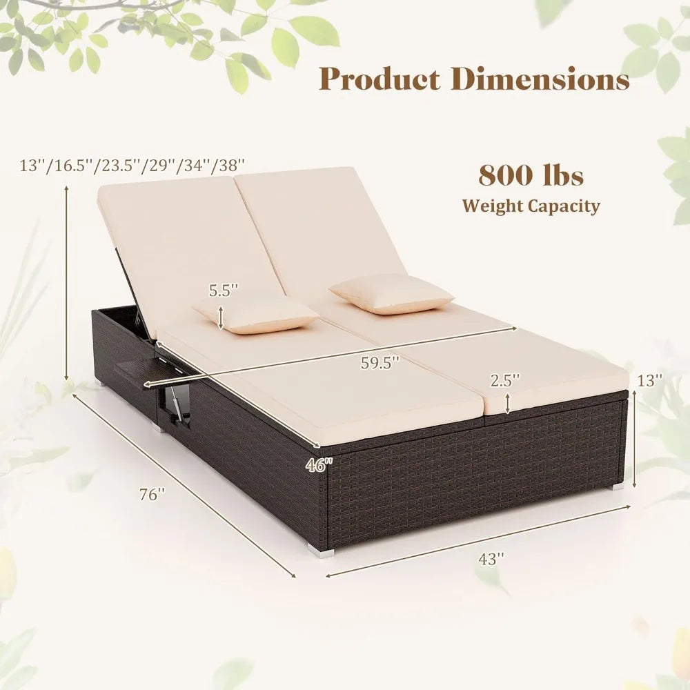 2-Person Adjustable Recliner Bed with Cushions