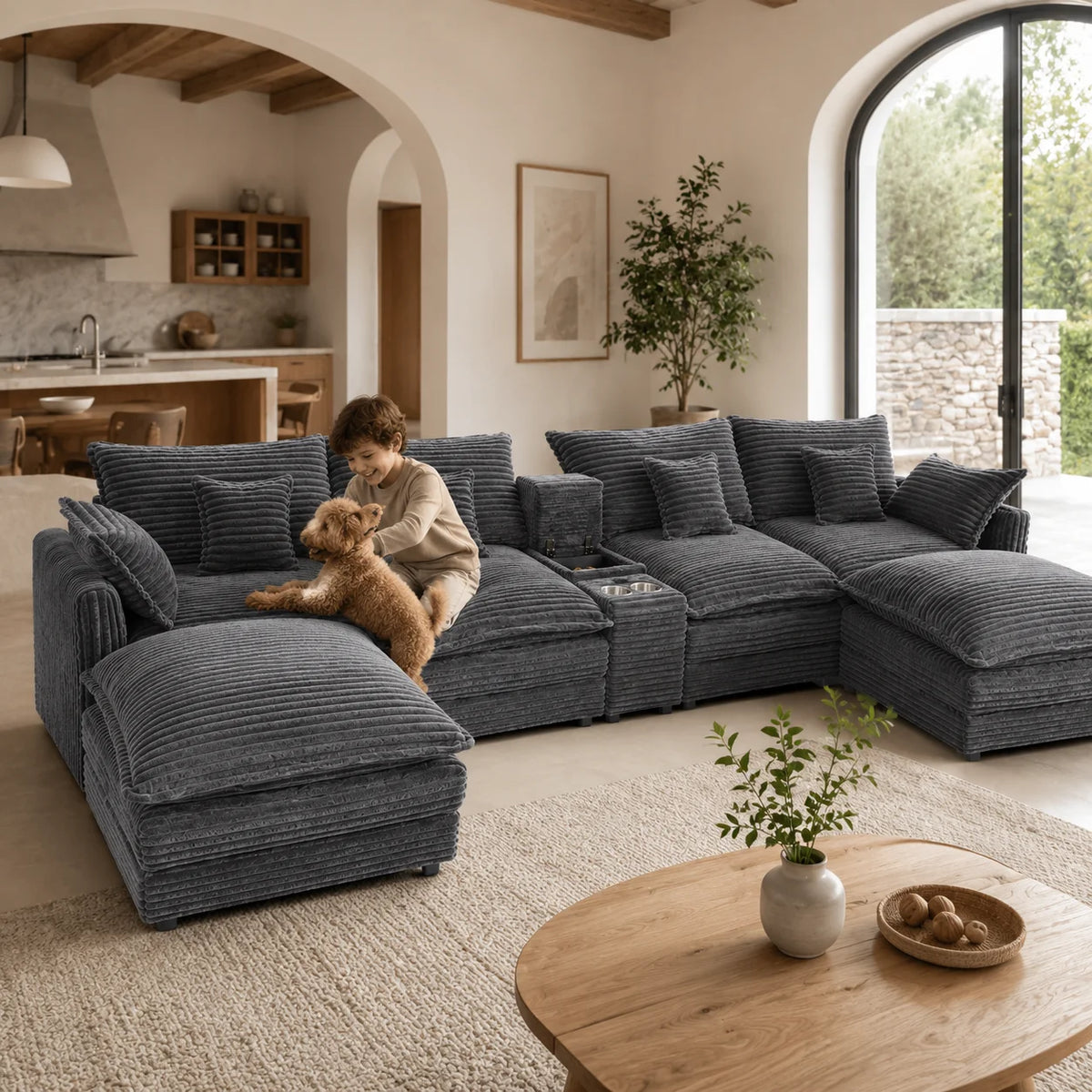 7-Piece U-Shaped Sofa Set