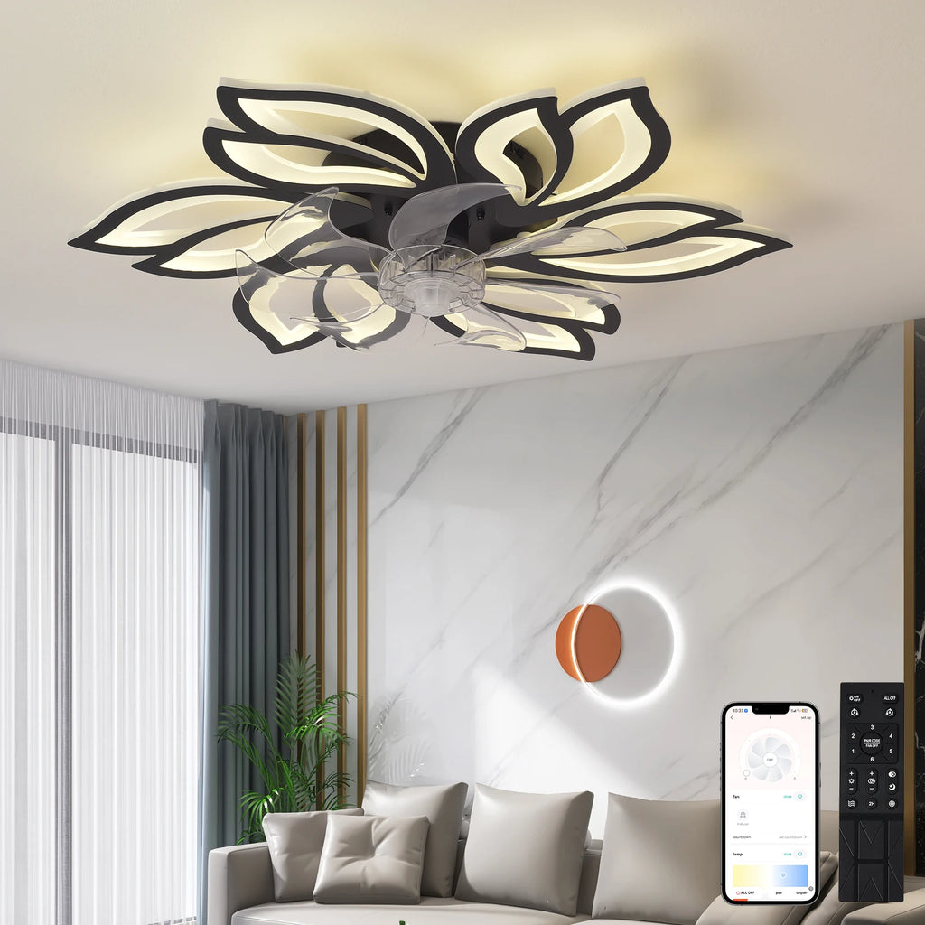 Ceiling Light with Silent Fan, adjustable speed, dimmable LED, remote control