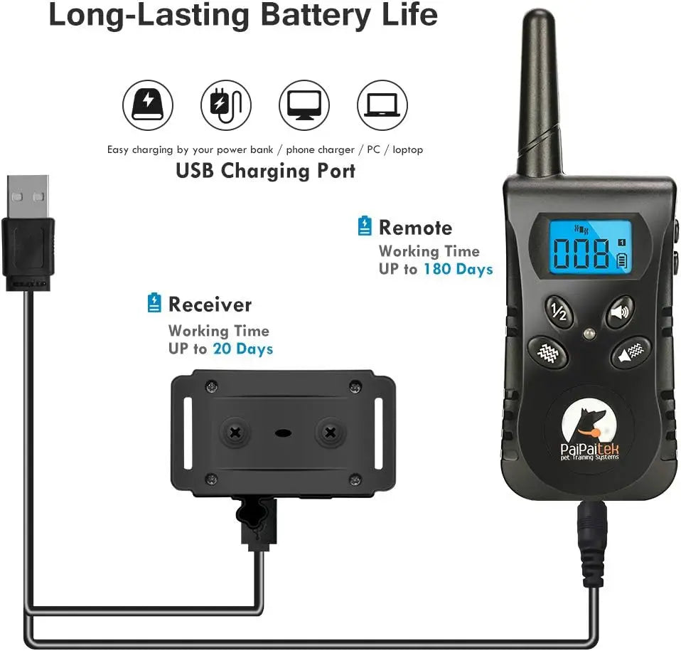 No Shock Dog Training Collar with Remote, 1600ft Rechargeable