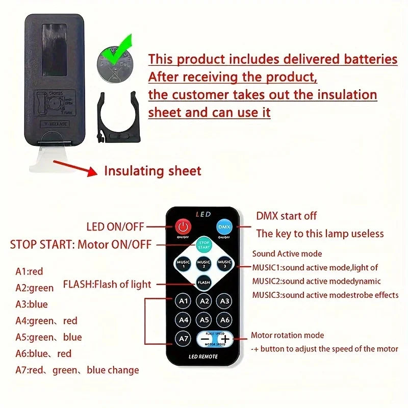Projector LED Night Light Sound Activated, USB, Rechargeable Remote