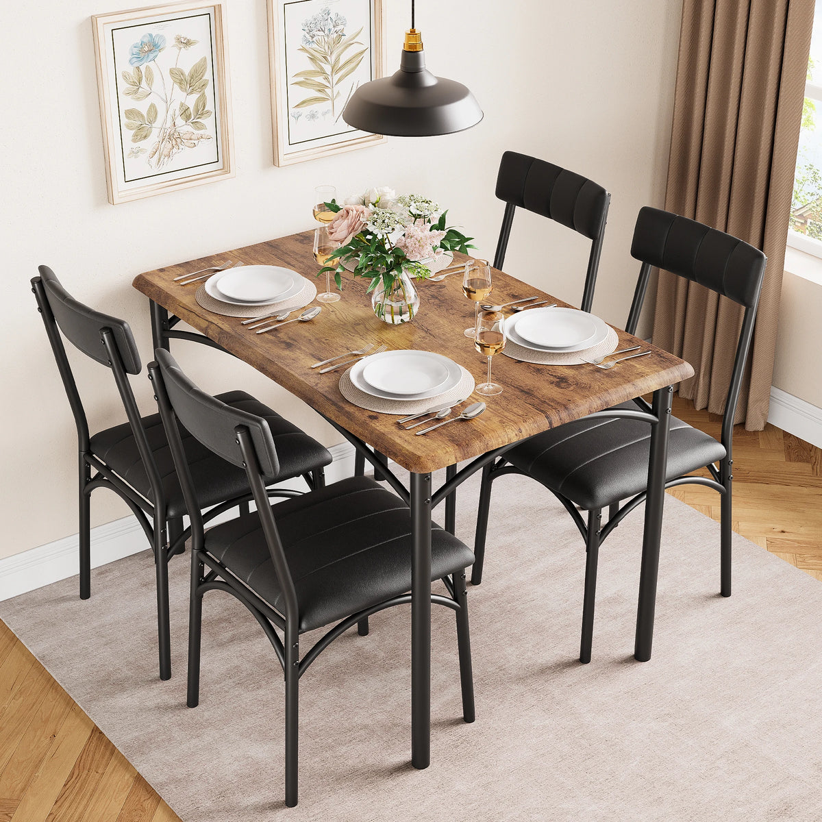 Table & 4 Upholstered Chairs