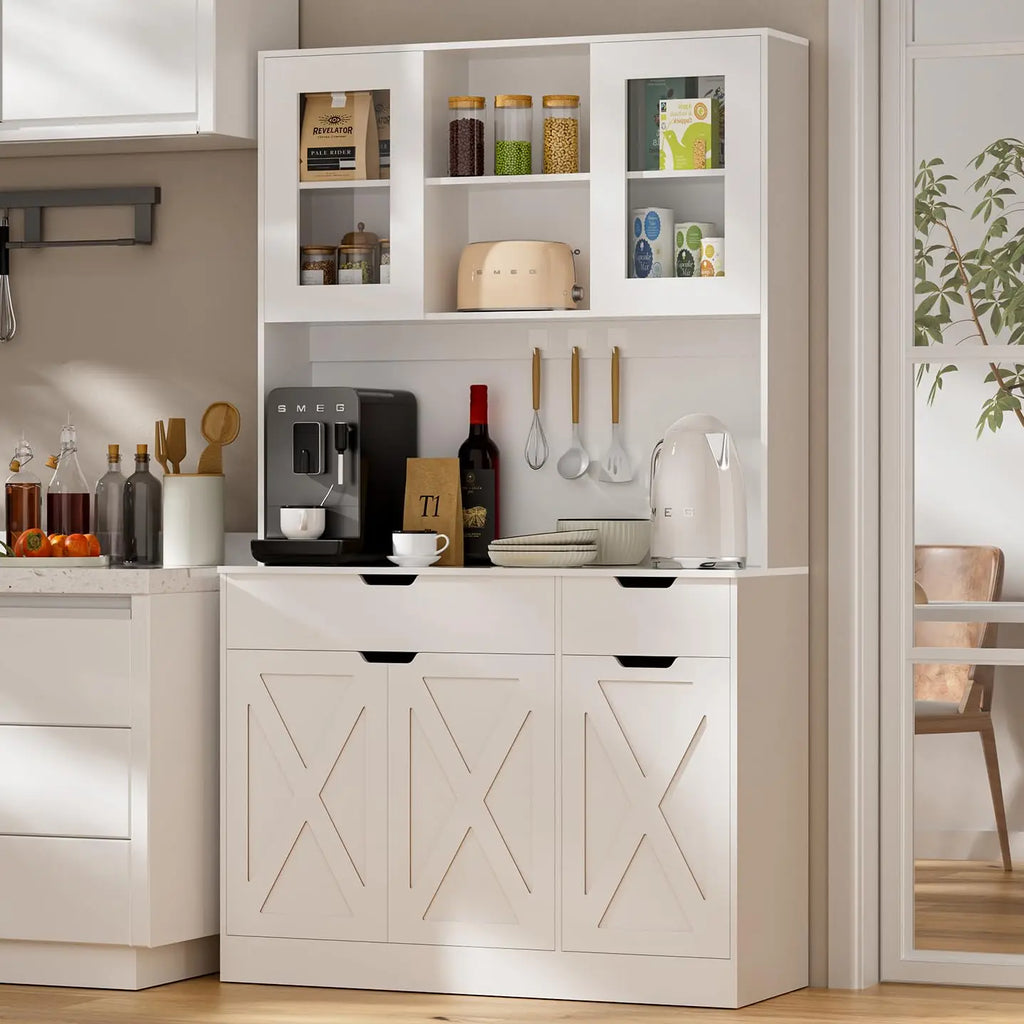 71" Tall Pantry Cabinet Hutch Microwave Stand