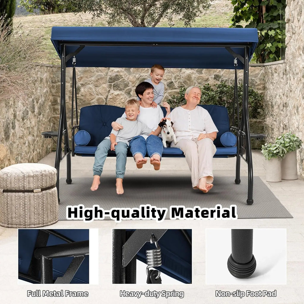 3 Seat Outdoor Porch Swing Bed with canopy