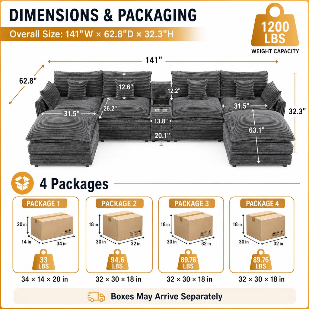 7-Piece U-Shaped Sofa Set