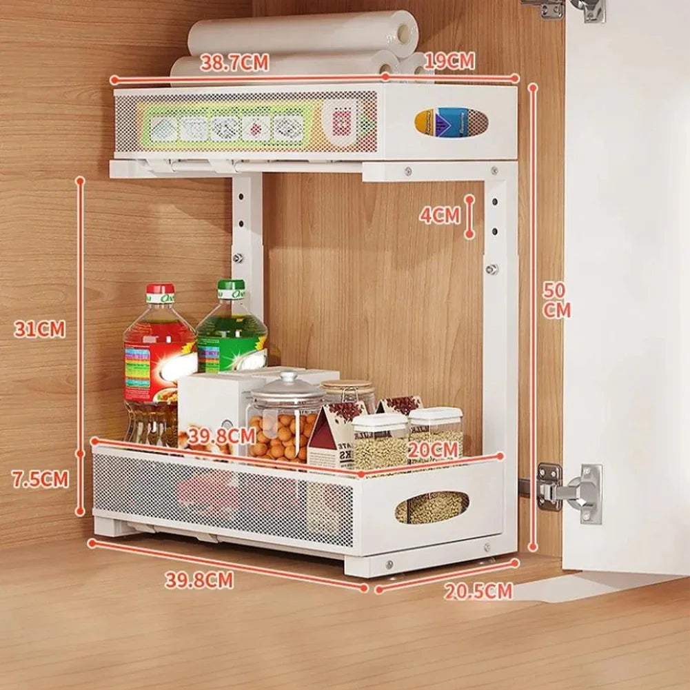 2 Tier Adjustable Height Under Sink Organizer