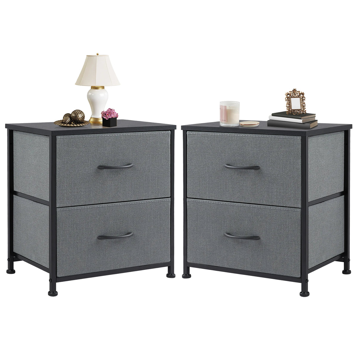 Nightstand Fabric Drawers  Table Storage