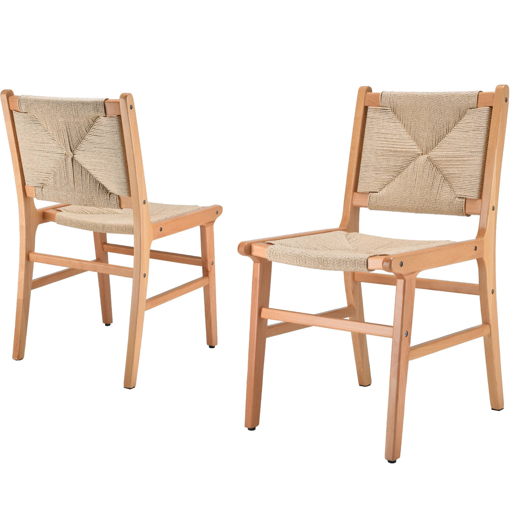 Set of 2 Wood Frame Chairs