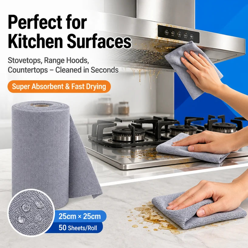 50pcs Non-Stick Oil/grease Microfiber Rags, Absorbent