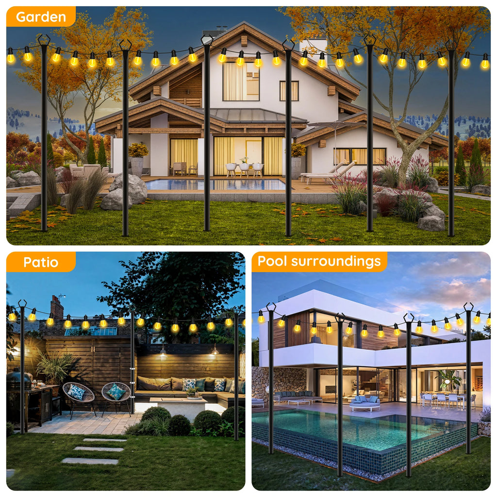 6 Pack 10FT Metal String Light Poles