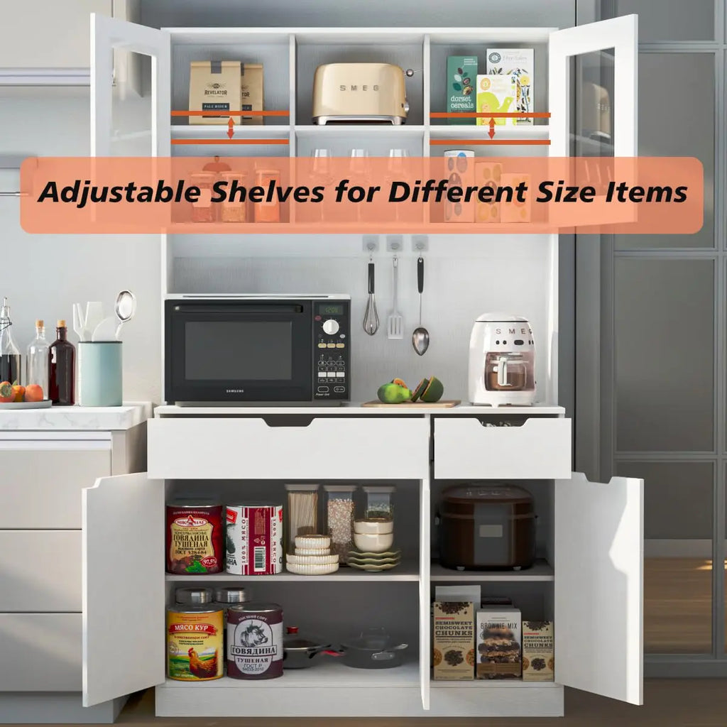 71" Tall Pantry Cabinet Hutch Microwave Stand
