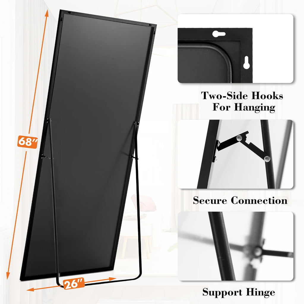 68"x26" Arched Full Length Mirror with Floor Stand
