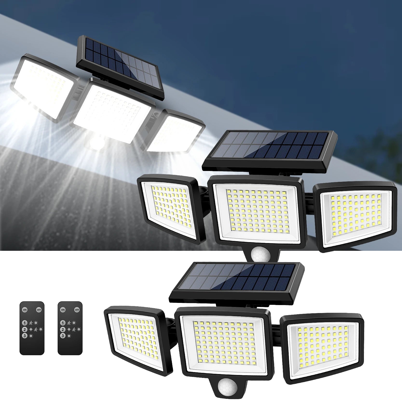 Waterproof Solar Light with Motion Sensor 3-Head