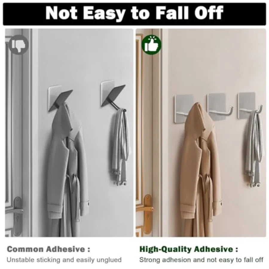 Stainless Steel Self Stick Wall Hooks, Waterproof