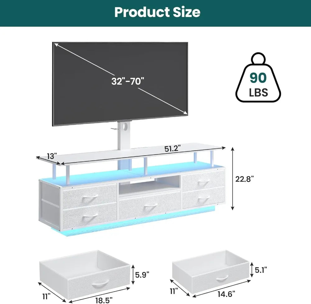LED TV Stand, Mount, Power Outlets, Storage