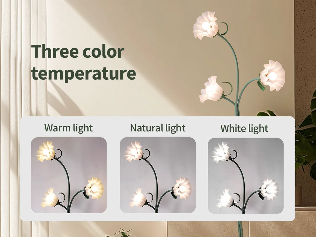 Flower Floor Lamp, Contains Bulb, Dimmable, Flexible Neck Shaft