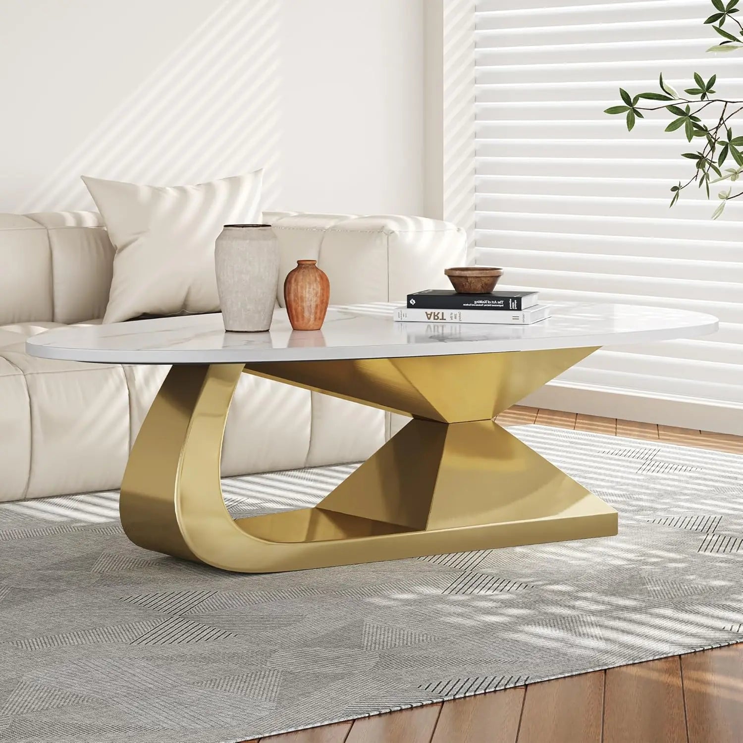 Coffee Table withStainless Steel Pedestal,
