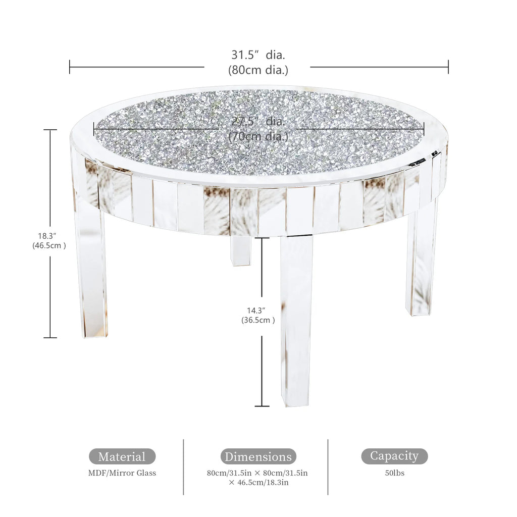 Crystal Inlay Round Coffee Table