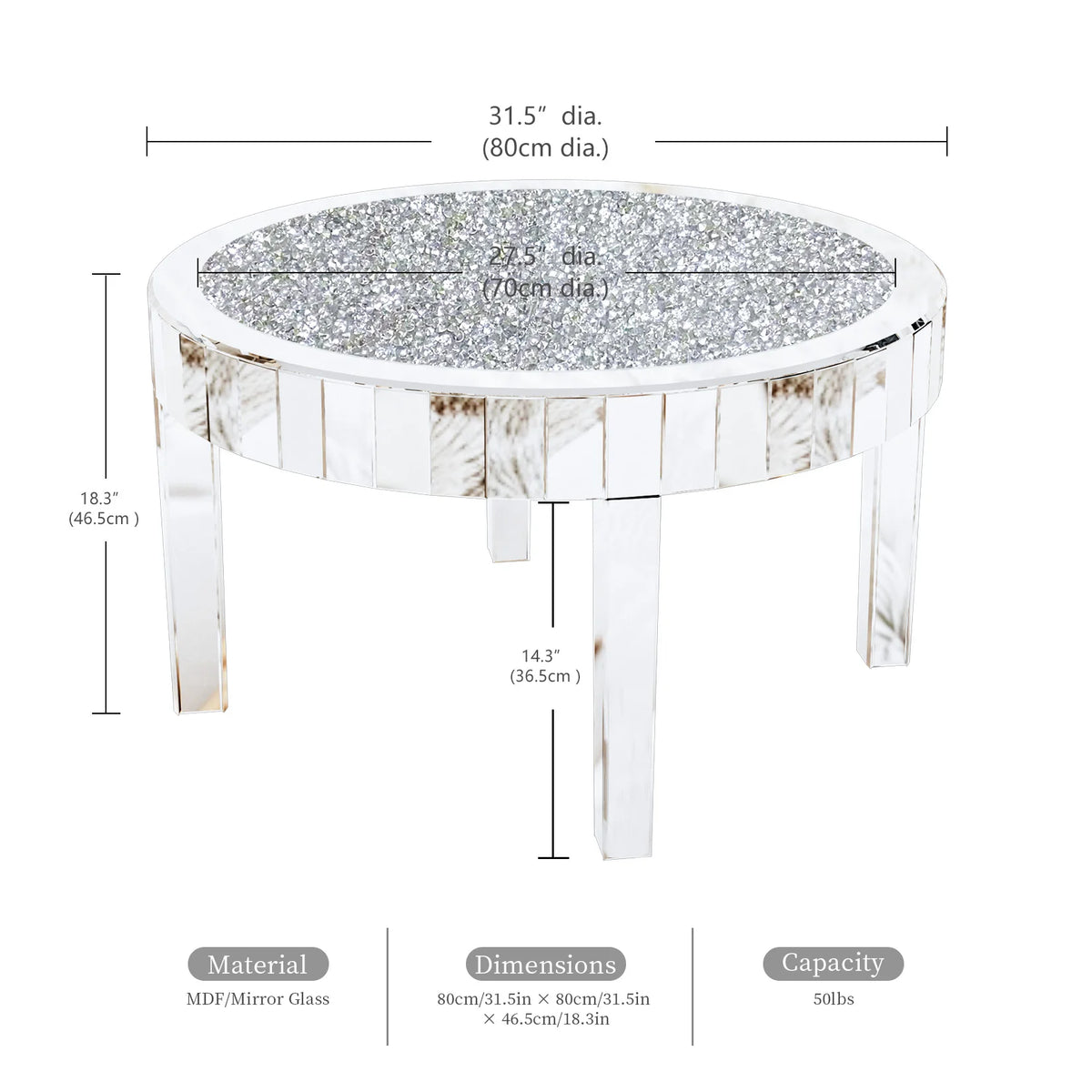 Crystal Inlay Round Coffee Table