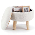 Round Storage Ottoman Padded Seat Footstool