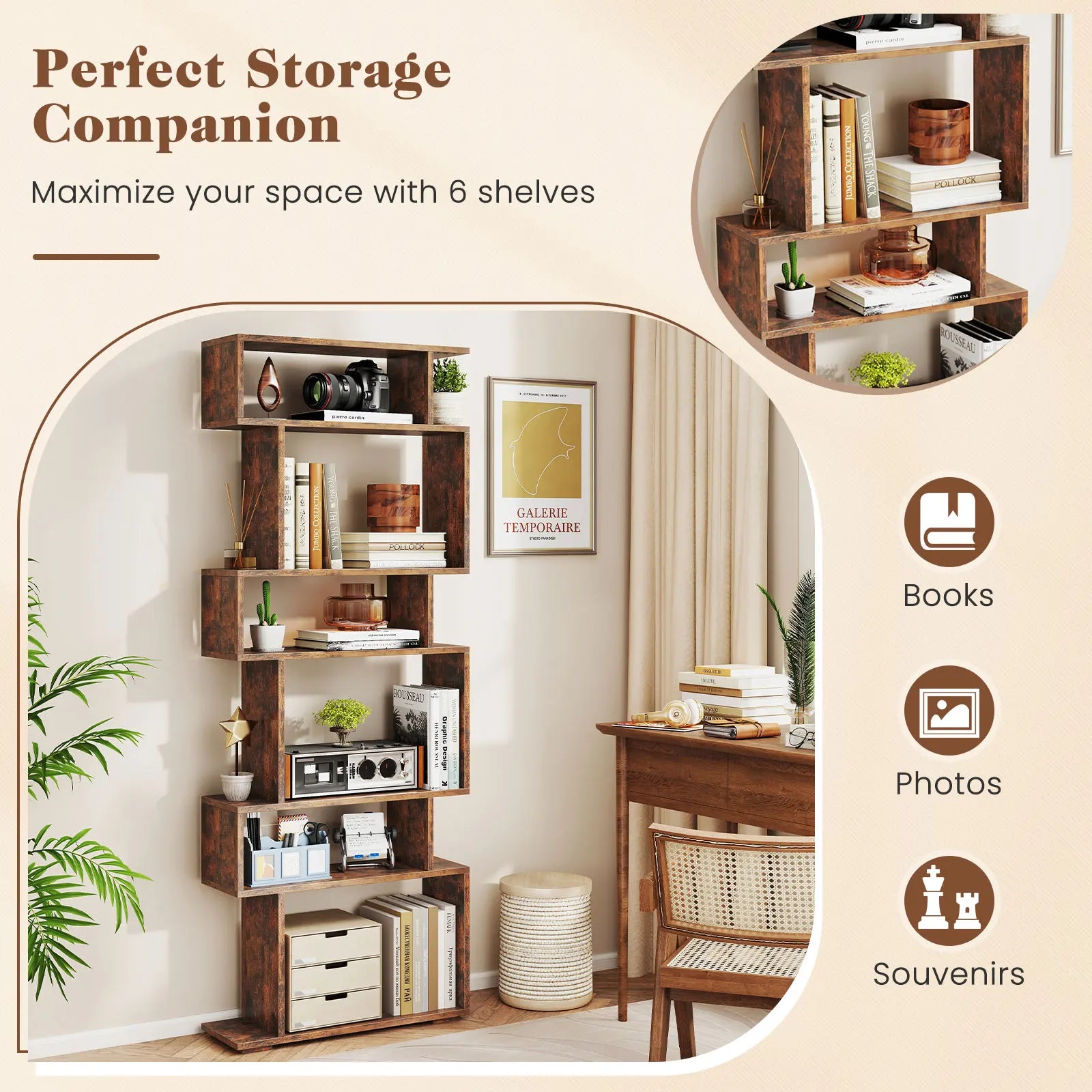6-tier Storage Bookshelf