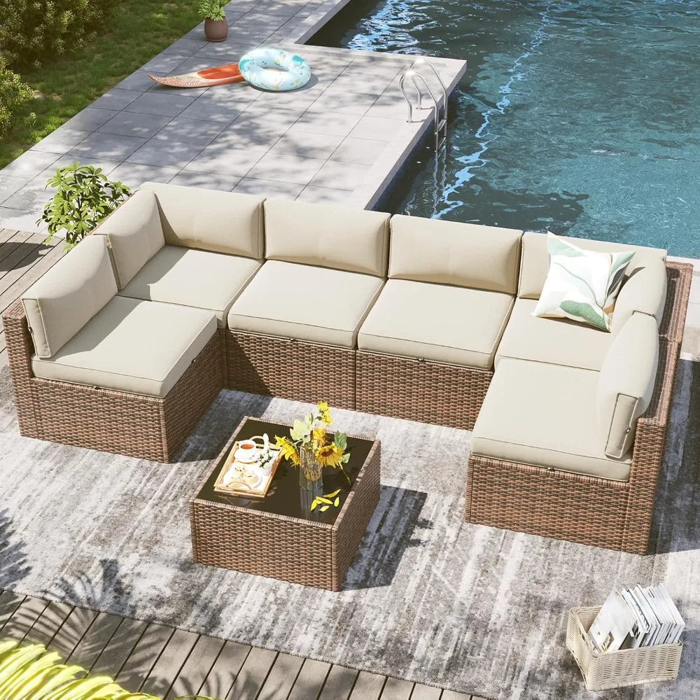 7 Piece Outdoor Furniture Set with Coffee Table