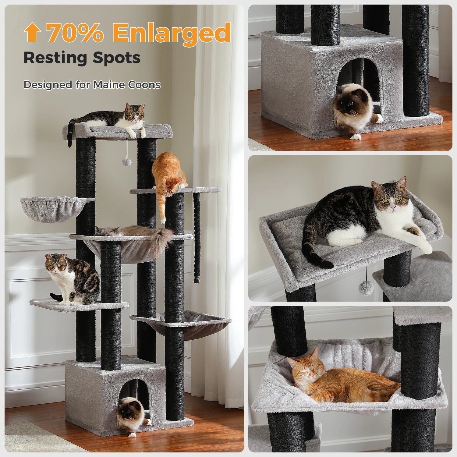 Tall Cat Tower for Indoor Adult Cats