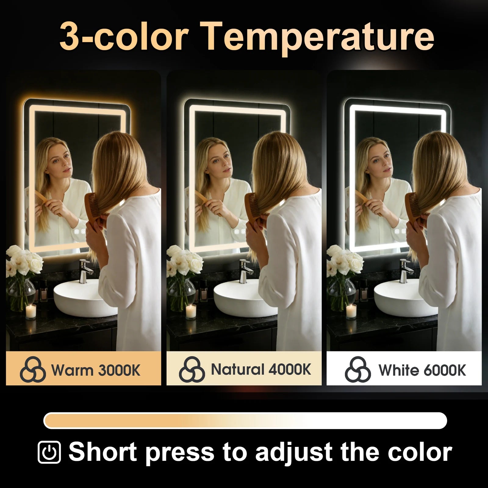 LED Mirror with Backlit Lights