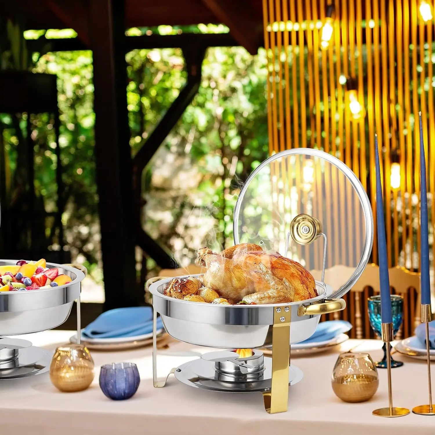 4-5QT Round Chafing Dishes with Glass Lid