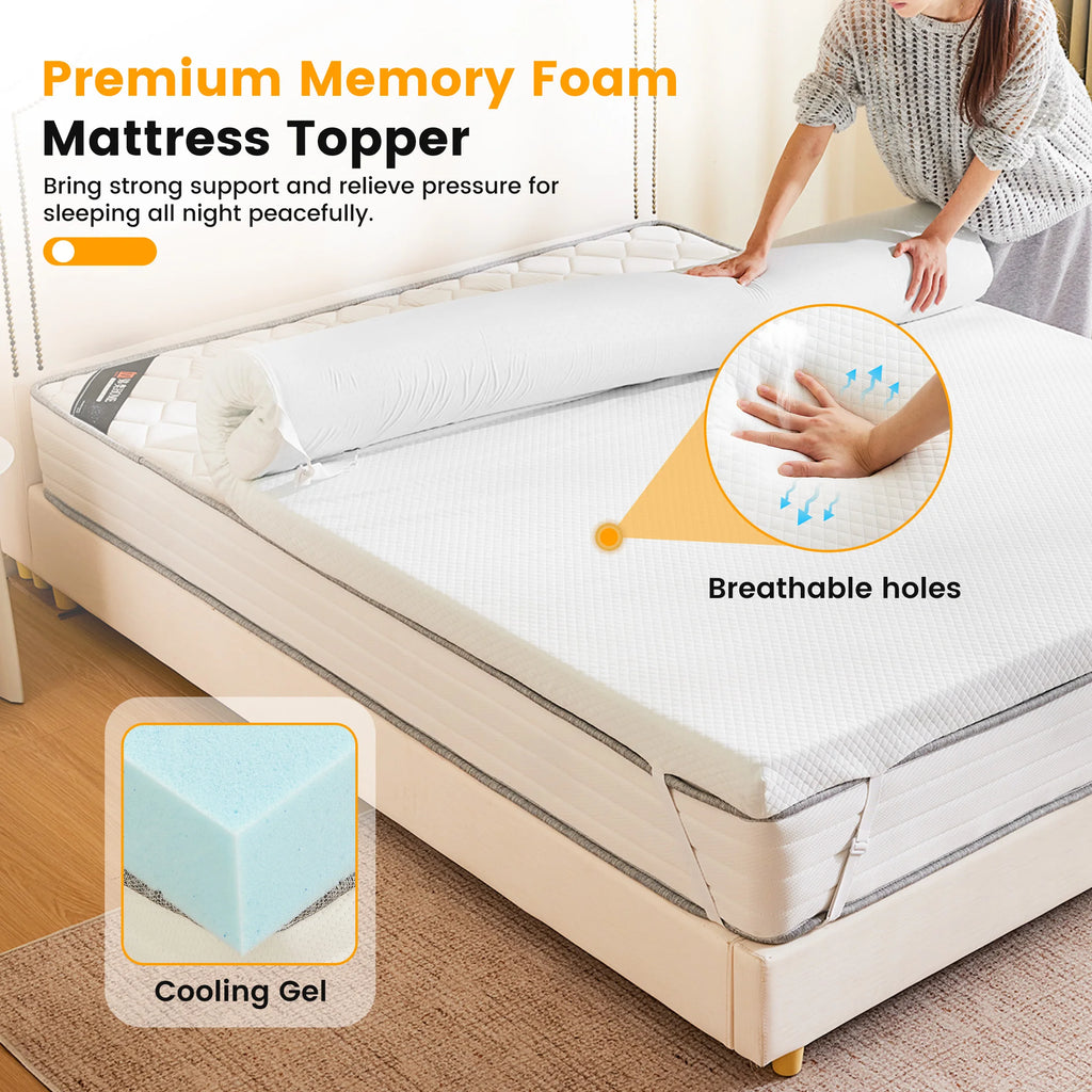 3 Inch Memory Foam Mattress Topper with Removable Cover