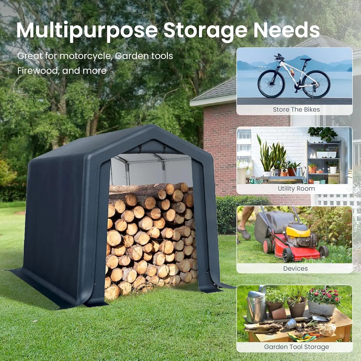 6x10ft Shelter with Roll up Zipper Doors & Vents