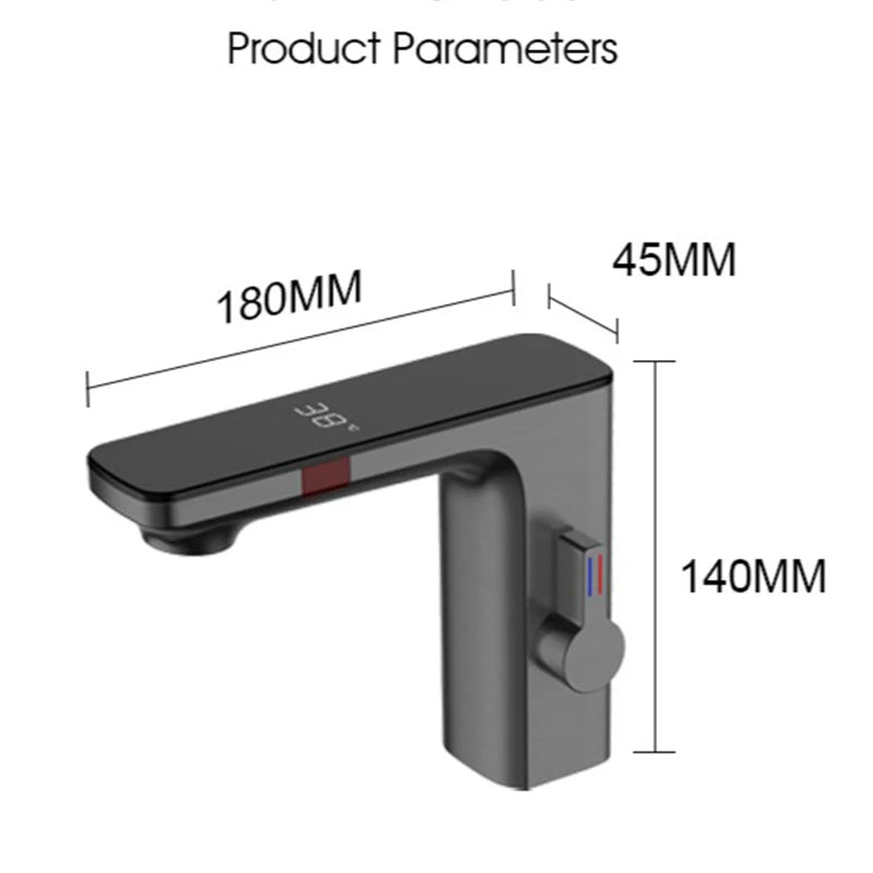 Gun Grey bathroom Faucet Touchless Digital Display