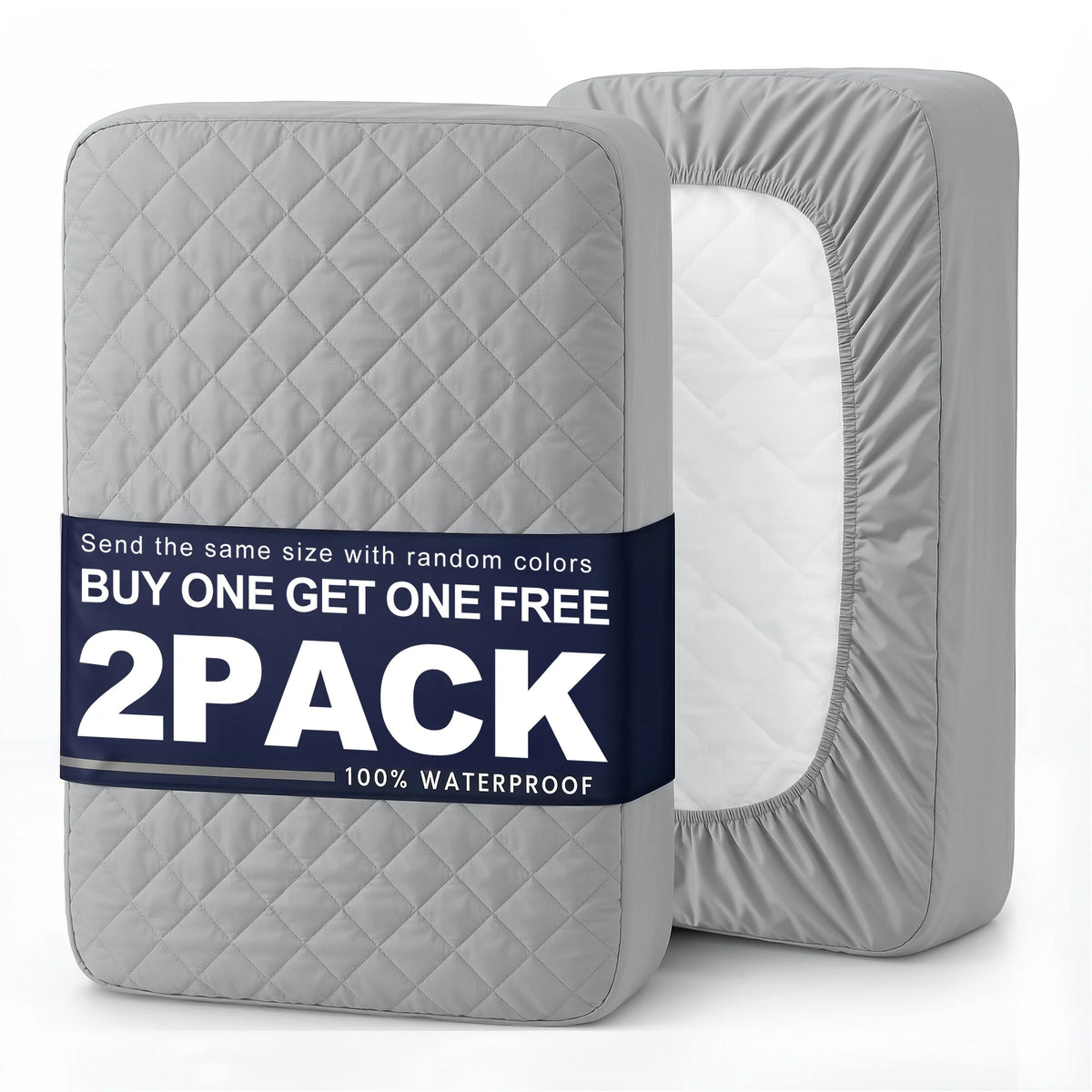 2Pcs Quilted Waterproof Mattress Cover