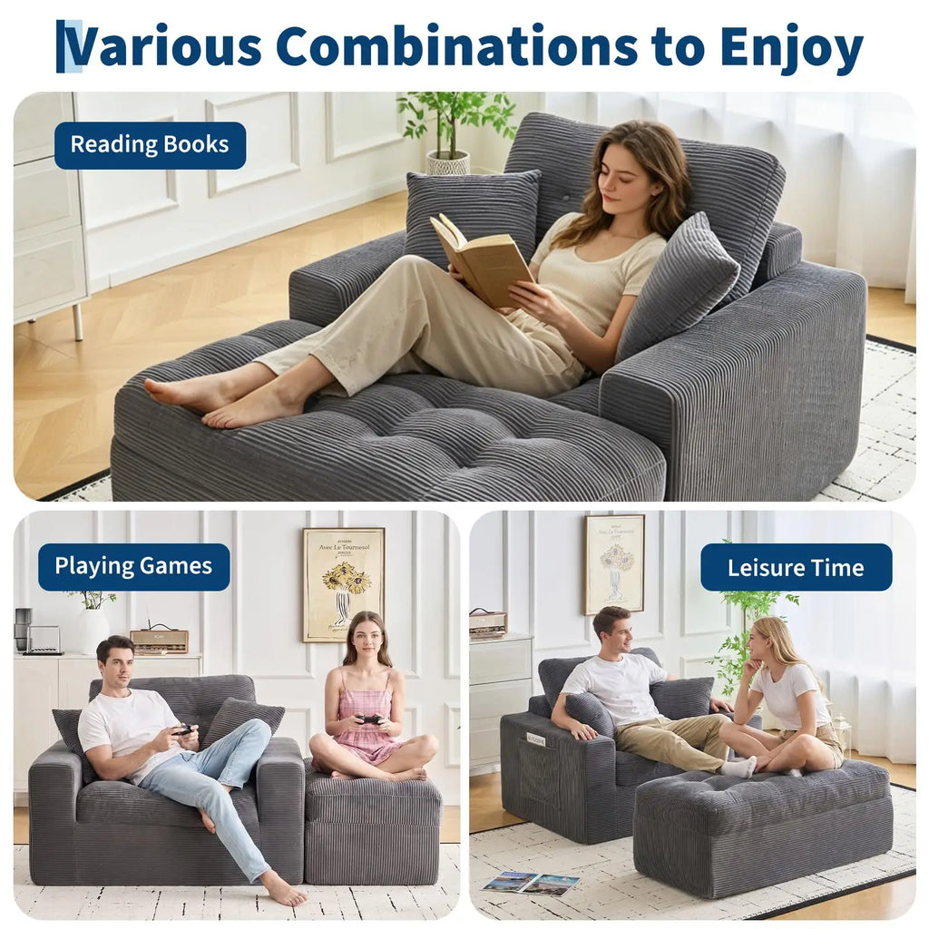 63'' Cloud Chaise Lounge 2 Pillows