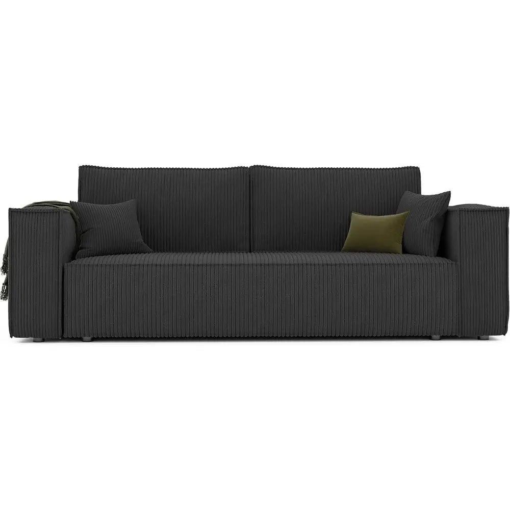 Three-Seater Corduroy Sofa Bed with Storage