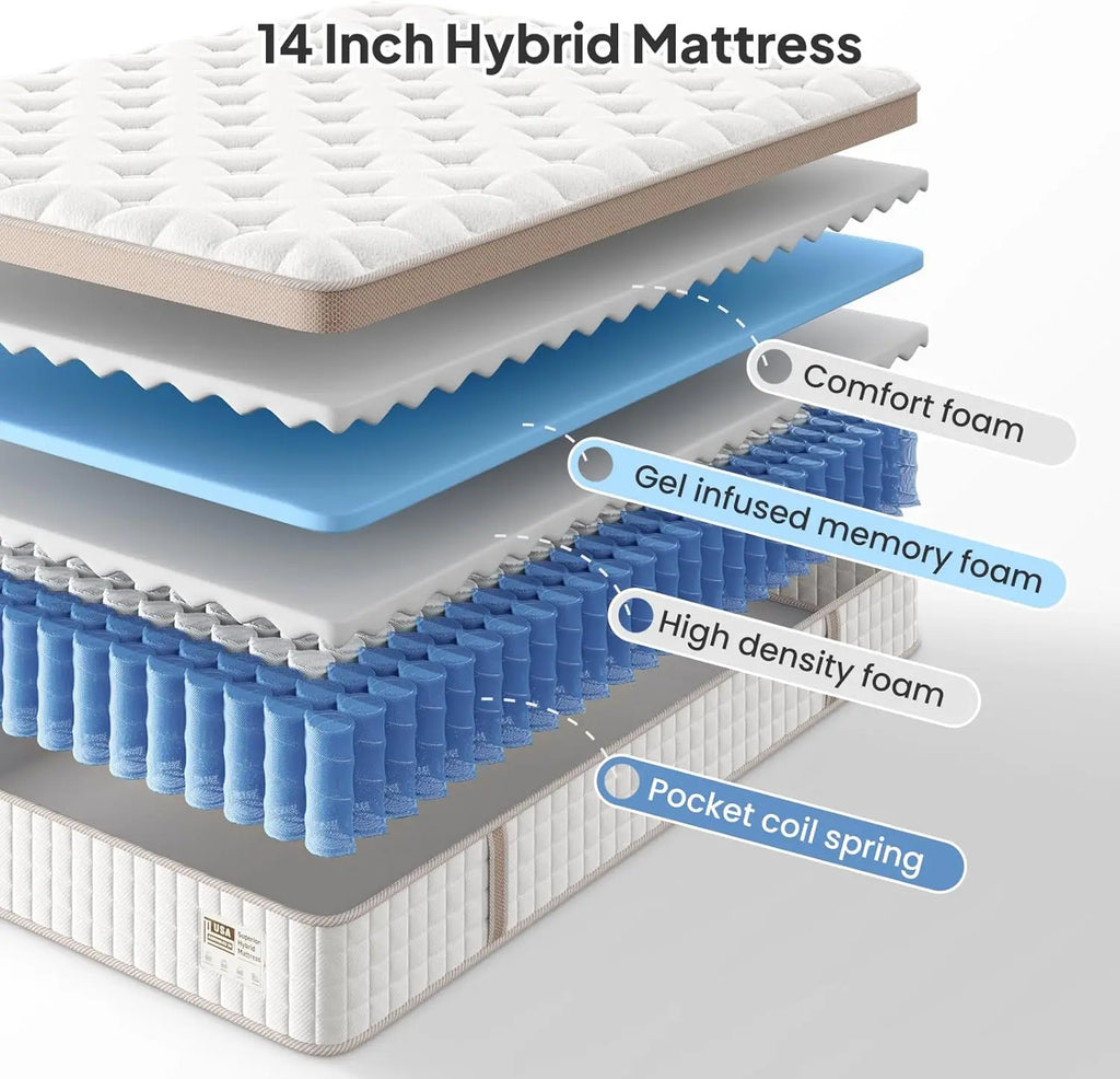 14'' Hybrid Mattress, Gel Memory