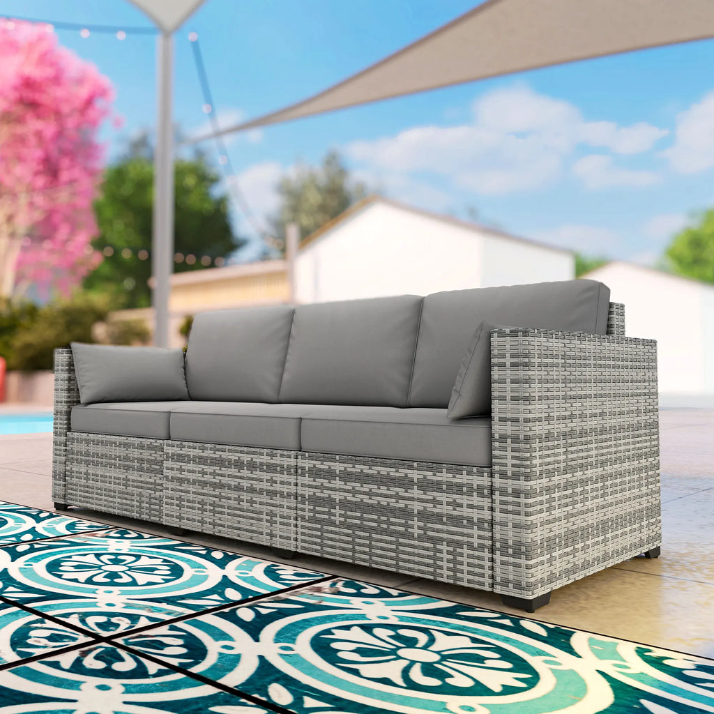 Wicker Patio 3-Seat Sofa