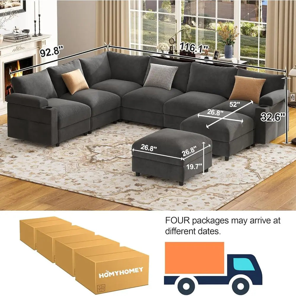 Cloud-Shaped Sleeper Sofa with Detachable Armrest
