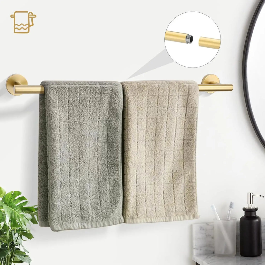 5 Piece Bathroom Accessories Set Brushed Gold