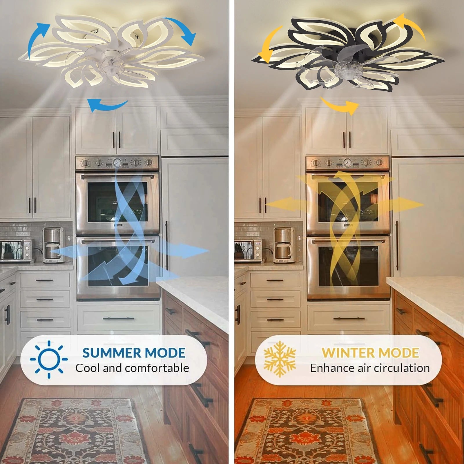 Ceiling Light with Silent Fan, adjustable speed, dimmable LED, remote control