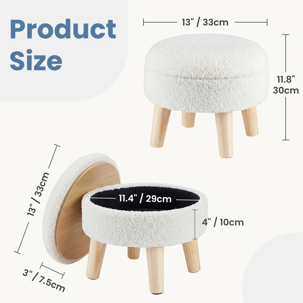 Round Storage Ottoman Padded Seat Footstool